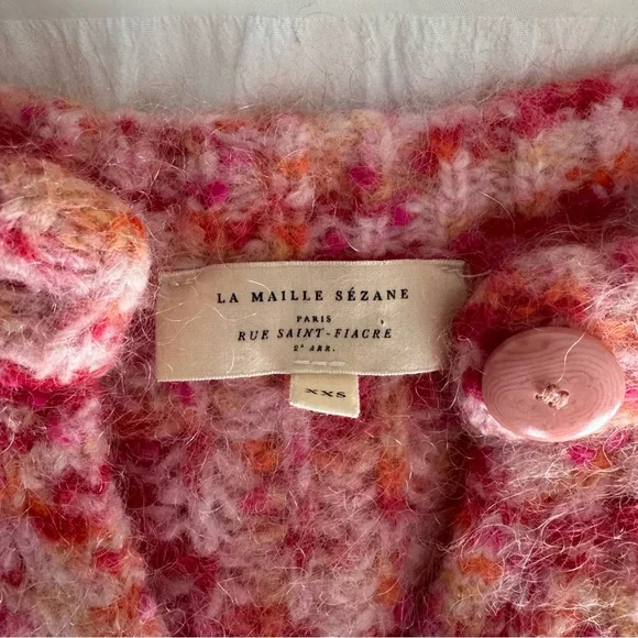 Sezane Emile cardigan multicolored pink orange alpaca wool blend sweater - Picture 4 of 14